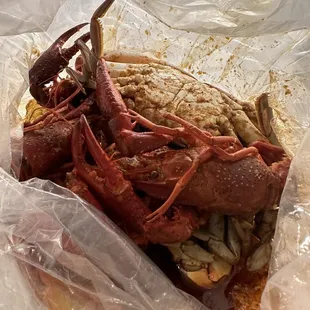 Blue crabs and crawfish