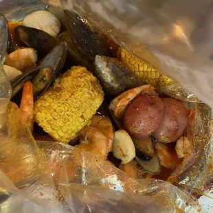 Our boil with garlic butter and mild spice