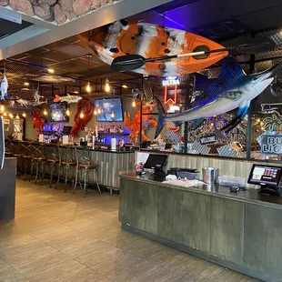 the inside of a restaurant