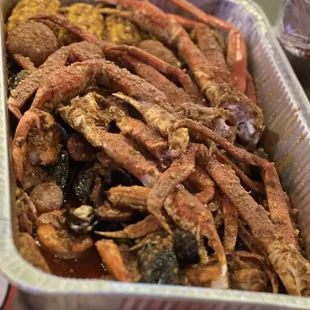 We customized our crab boil. We went with the seasoned garlic butter with mild spice. It was perfect!