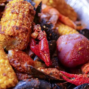 a close up of a tray of food