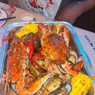 Crab boil with mussels and crawfish