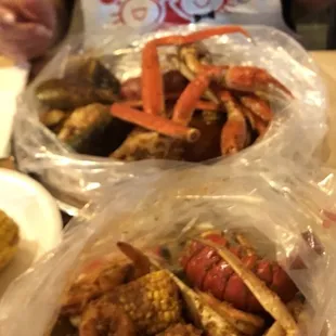 Crab legs shrimp and lobster tail Combo