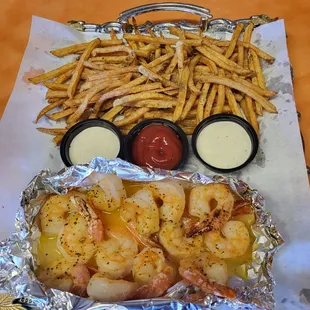 Lemon Butter Shrimp Scampi, Ranch Frys