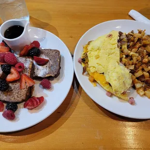 French toast and omelet