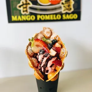 Strawberry ice cream puff
