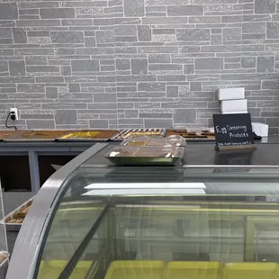 Not the best pic, but notice the trays at the back waiting to be cut! yum!