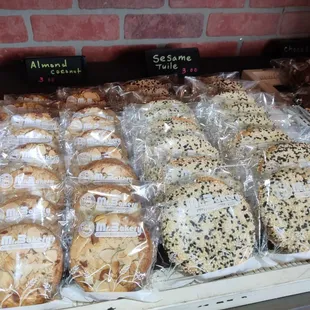 a variety of baked goods on display