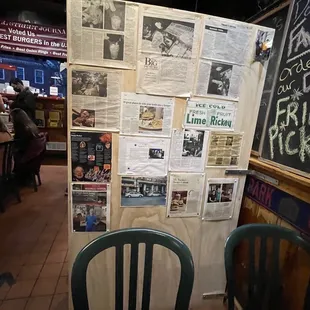 The Cool Interior of the restaurant with So Much Fun stuff on the walls from the 60s thru today @ Mr. Bartley&apos;s in Harvard Square Cambridge