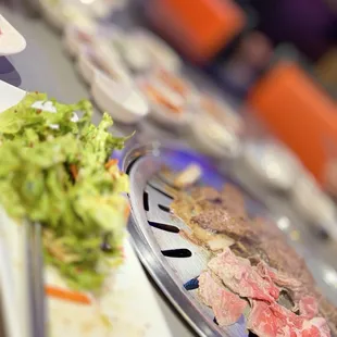The salad and meats