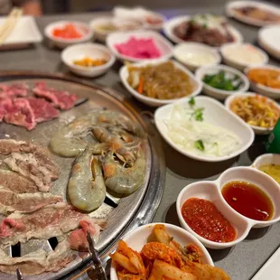 a table full of different types of food