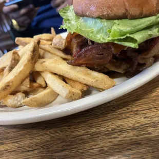 Beans burger and fries