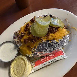 Stuffed pork bbq baked potato