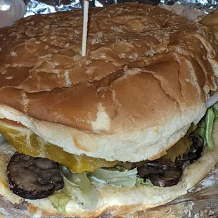 My huge ass cheeseburger added mushrooms.
