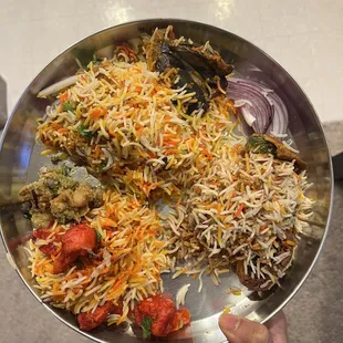a plate full of food