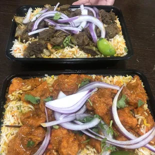 Boneless Chicken biryani and goat biryani