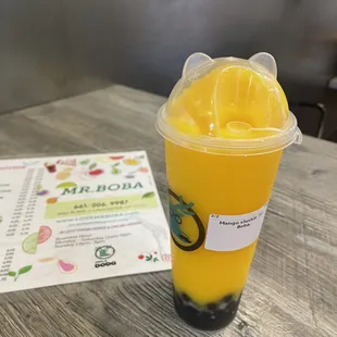 Mango Slushie with boba  yummy