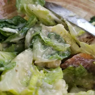 a close up of a salad