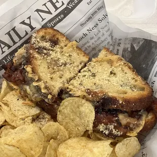 Gouda, pepper bacon &amp; onion jam grilled cheese.