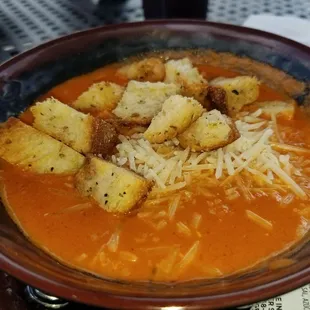 Tomato bisque had great flavor but was served room temp