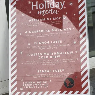 Holiday seasonal menu