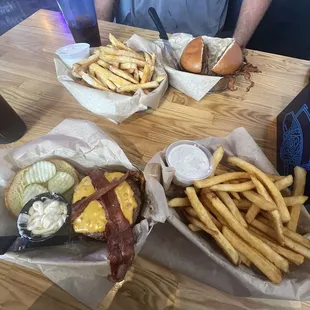 All All-American Cheeseburger Mr. Brews Peanut Buster Burger Fresh Cut Fries - Basket