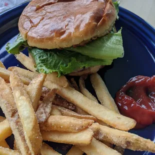 Cajun burger with garlic parmesan fries after I got it home and unpacked it.