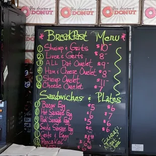 Breakfast menu