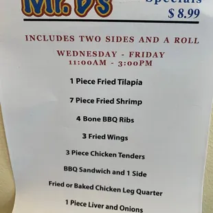 menu