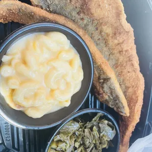 Whitting Fish, Collards Mac and Cheese