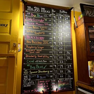 Mr B&apos;s Mead Menu