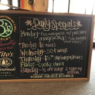 Daily specials