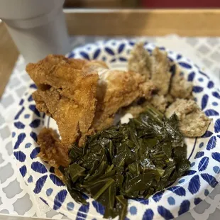 Mr b&apos;s fried chicken, greens, and dressing soooo good