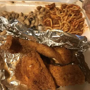 Catfish dinner. Too salty