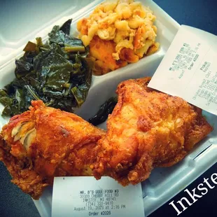 Fried Chicken, Collard Greens w Mac n Cheese WOWED