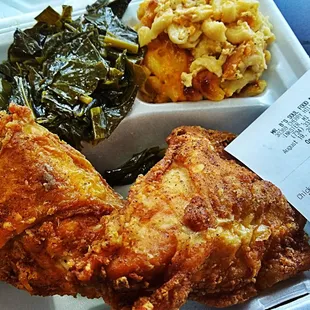 Southern Fried Chicken w Greens n Mac