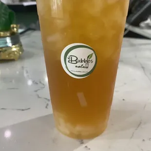 Mango jasmine green tea with lychee jelly