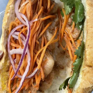 Grilled shrimp banh mi
