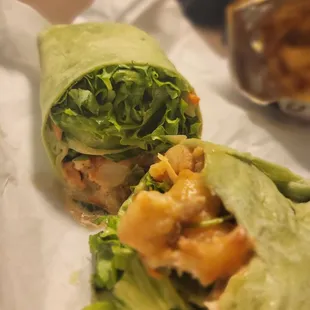 Grilled Shrimp wrap with Sriracha mayo