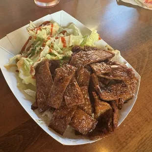 Tofu rice bowl with salad