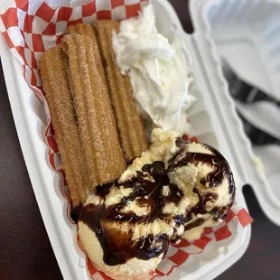 Churro ice-cream sundae