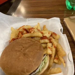 Double cheeseburger with fries