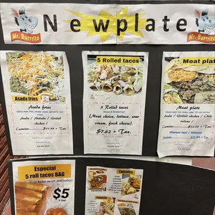 a menu for a new plate restaurant