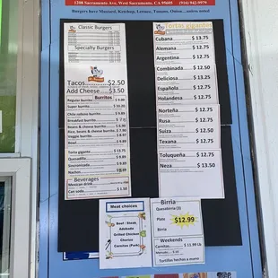 a menu for a drive - in restaurant