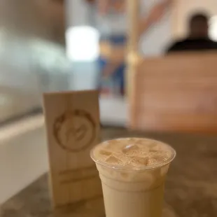 a cup of coffee on a table