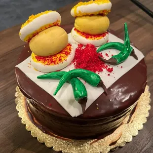 Chocolate cake with Vada Pav theme