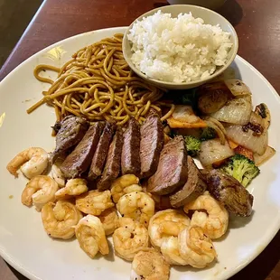 Fillet mignon dinner with shrimp added