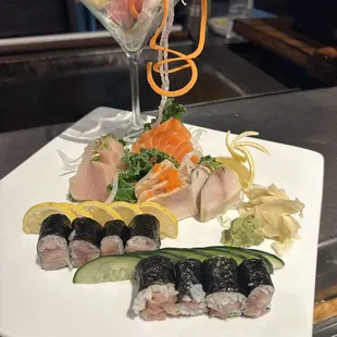 a plate of sushi