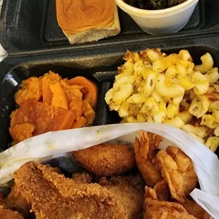 The All American with flounder &amp; extra side.