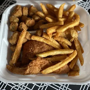 Whiting Dinner + okra + fries